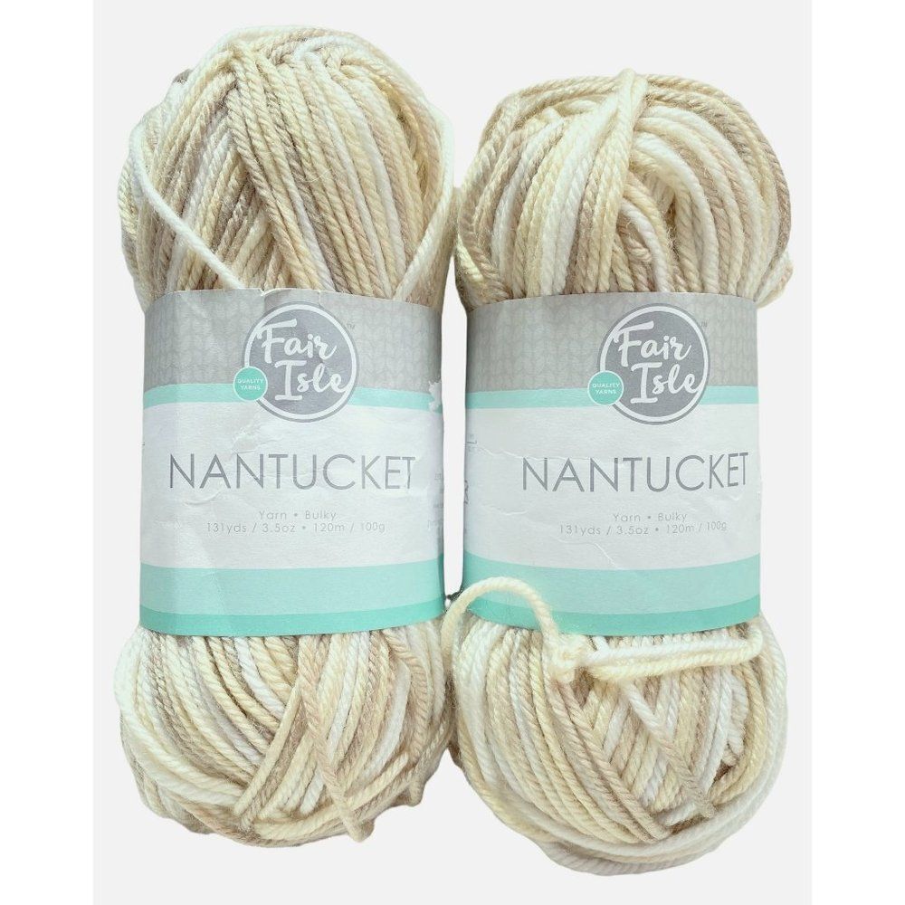 Fair Isle Nantucket Yarn 2 Sks Sandy Beach Neutral Acrylic & Super Wash Wool NE